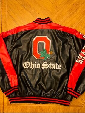 Vintage Steve and Barrys Ohio State Jacket Mens XL Black Red Bomber Zip Varsity